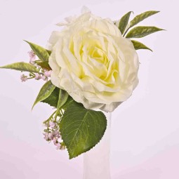 Rosa ed Ortensia in pick da 15 cm. in diversi colori - Bianco