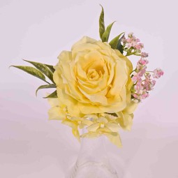 Rosa ed Ortensia in pick da 15 cm. in diversi colori - Giallo