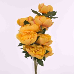 Peonie in mazzo frontale con 10 fiori in vari color - Giallo