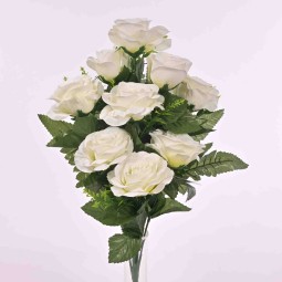 Frontale di Rose 43 cm con 9 fiori in vari colori - Bianco