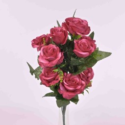 Frontale di Rose 43 cm con 9 fiori in vari colori - Fucsia