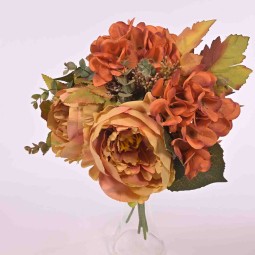 Mazzo di peonie da 30 cm quattro fiori in vari colori - Arancione