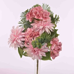 Dalia/Ortensia in mazzo - 36 CM -Rosa