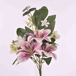 Gigli in mazzo frontale - 40 Cm - Viola