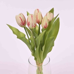 Tulipani "Real touch" in mazzo - crema/rosa