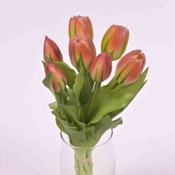 Tulipani "Real touch" in mazzo - Verde-viola