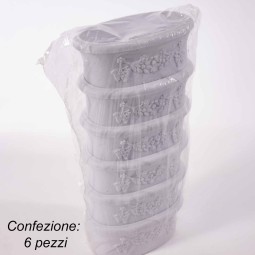 Ciotole ovali per loculo 6 pezzi - 12x7x5 Cm / Bianco