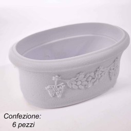 Ciotole ovali per loculo 6 pezzi - 12x7x5 Cm / Bianco