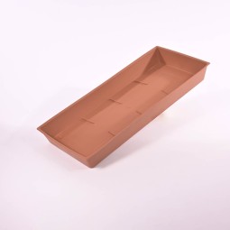 Sottovaso rettangolare in plastica - 42x18 Cm / Terracotta
