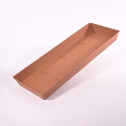 Sottovaso rettangolare in plastica - 50x18 Cm / Terracotta