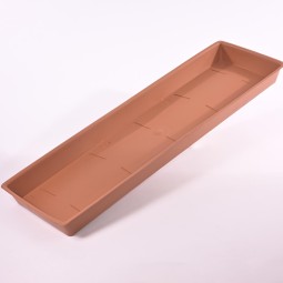 Sottovaso rettangolare in plastica - 62x18 Cm / Terracotta