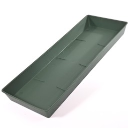 Sottovaso rettangolare in plastica - 50x18 Cm / Verde
