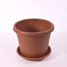 Vaso in plastica "Isola" 20x16 Cm con sottovaso 18 Cm - Terracotta