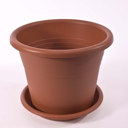 Vaso in plastica "Isola" 25x20 Cm con sottovaso 22 Cm - Terracotta