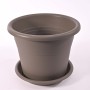 Vaso in plastica "Isola" 25x20 Cm con sottovaso 22 Cm - Tortora