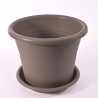 Vaso in plastica "Isola" 25x20 Cm con sottovaso 22 Cm - Tortora