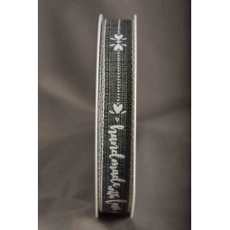 Nastro in tessuto "Handmade with love" - Vari colori - Grigio