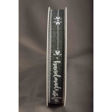 Nastro in tessuto "Handmade with love" - Vari colori - Grigio