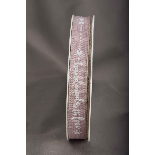 Nastro in tessuto "Handmade with love" - Vari colori - Rosa