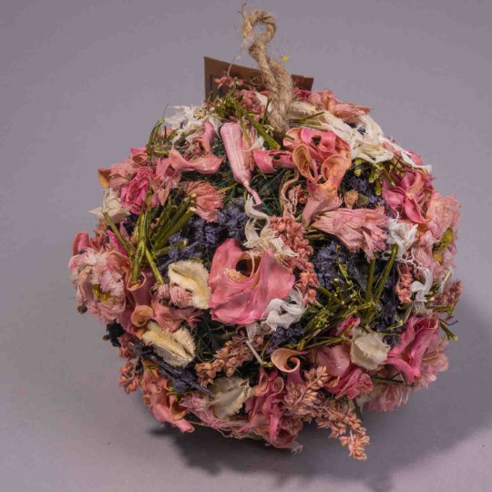 Sfera di fiori essiccati - 12 Cm / Rosa acceso
