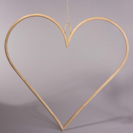 Cuore in rattan da appendere - 58x58 Cm