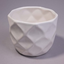Vaso in caramica sfaccettato - D 9 Cm / Bianco