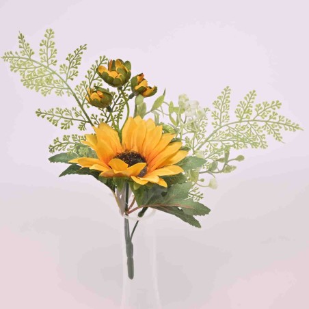 Girasole in mini mazzo frontale - 25 Cm