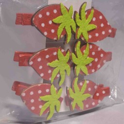 Mollette in legno 6 Pezzi - Fragola