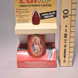 Lumino "Slim" a batteria - 4x10,5 cm / Rosso con figure assortite