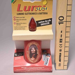 Lumino "Slim" a batteria - 4x10,5 cm / Rosso con figure assortite