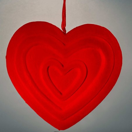 Cuore rosso in velluto da appendere