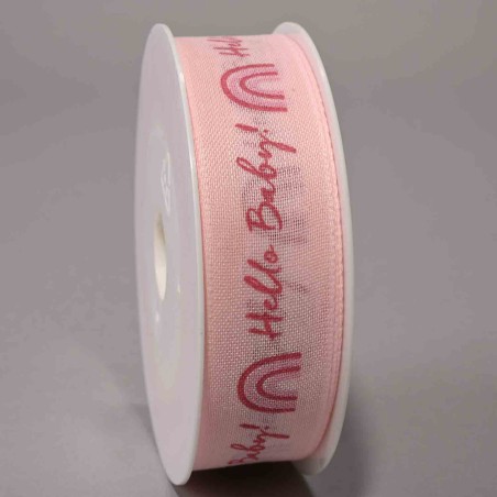 Nastro "Hello baby" 25 Mm x 16 M / Rosa