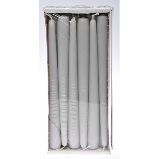 Candele coniche 12 PZ - 23x250 Mm / Grigio chiaro