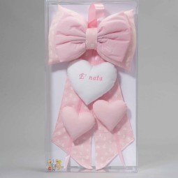 Fiocco nascita con cuore - Rosa