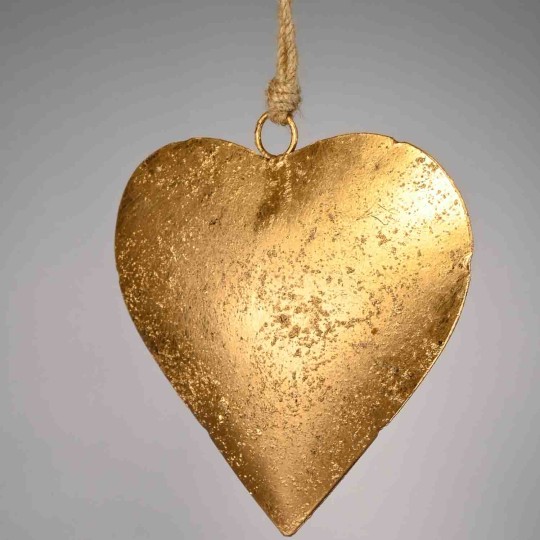 Cuore in metallo da appendere - 15 Cm / Oro