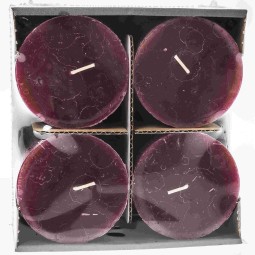 Moccoli candela rustici 4 PZ - 80x80 Mm / Bordeaux