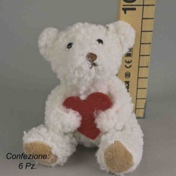 Orsetti di peluche con cuore rosso 6 PZ - 9 Cm
