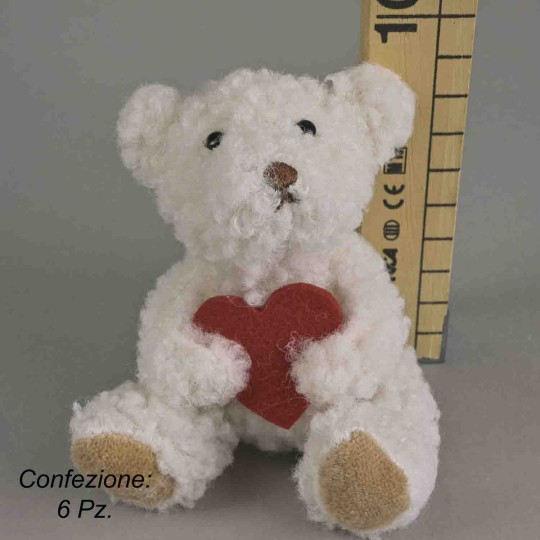 Orsetti di peluche con cuore rosso 6 PZ - 9 Cm