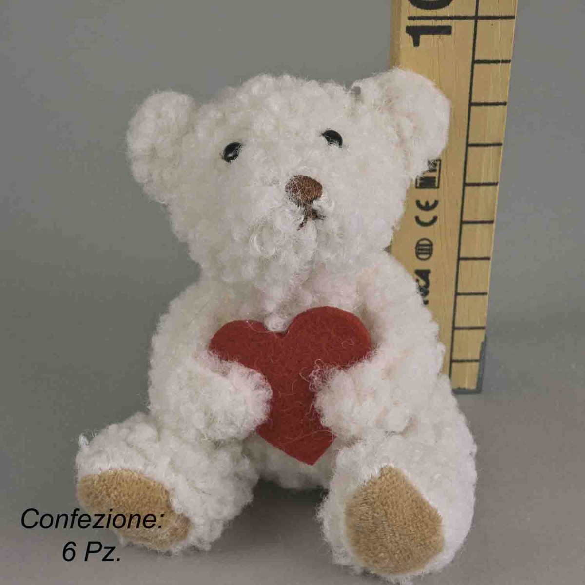 Orsetti di peluche con cuore rosso 6 PZ - 9 Cm