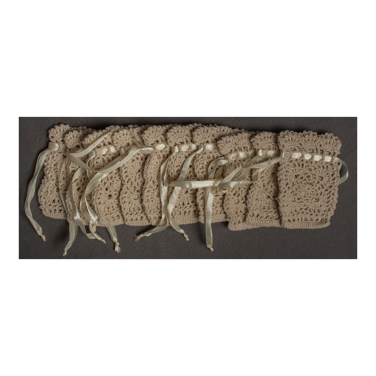 Sacchetti all'uncinetto 7,5 CM X 12 CM in vari colori - Busta 10 pezzi - Naturale