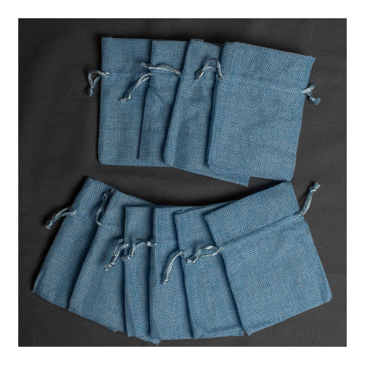 Sacchetti in tela 9 CM X 12 CM in 6 colori - Confezione 10 pezzi - Azzurro