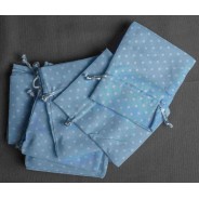 Sacchetti in tessuto a pois 3 colori -Confezione 10 pezzi - Azzurro