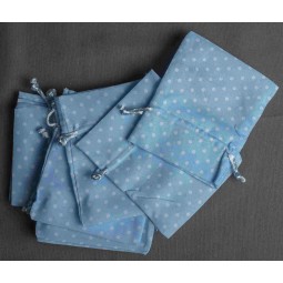 Sacchetti in tessuto a pois 3 colori -Confezione 10 pezzi - Azzurro