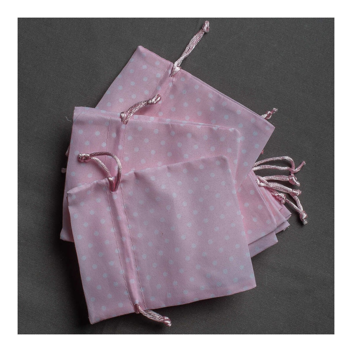 Sacchetti in tessuto a pois 3 colori -Confezione 10 pezzi - Rosa