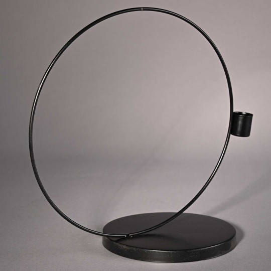 Portacandela in metallo con base - 25 Cm / Nero