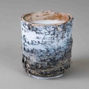 Candela rivestita con corteccia sbiancata