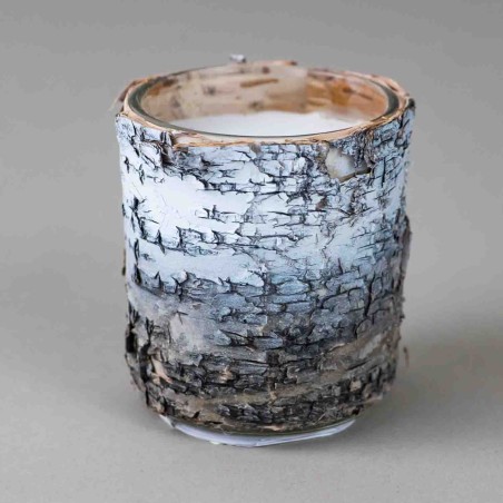 Candela rivestita con corteccia sbiancata