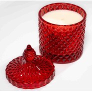 Vasetto in vetro con cera - 8,8x10 Cm / Rosso