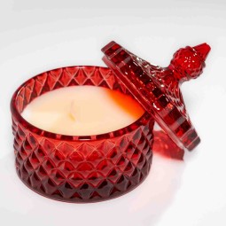 Vasetto in vetro con cera - 8,5x10 Cm / Rosso