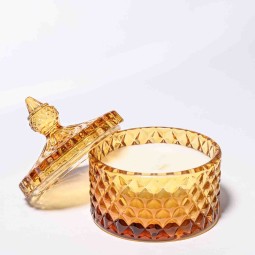 Vasetto in vetro con cera - 8,5x10 Cm / Giallo